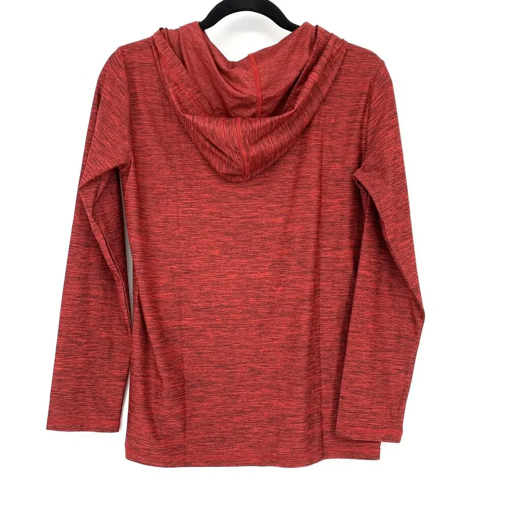 Puma Long Sleeve Hoodie T-Shirt Boys Size L 14/16 Red Heather Black Logo